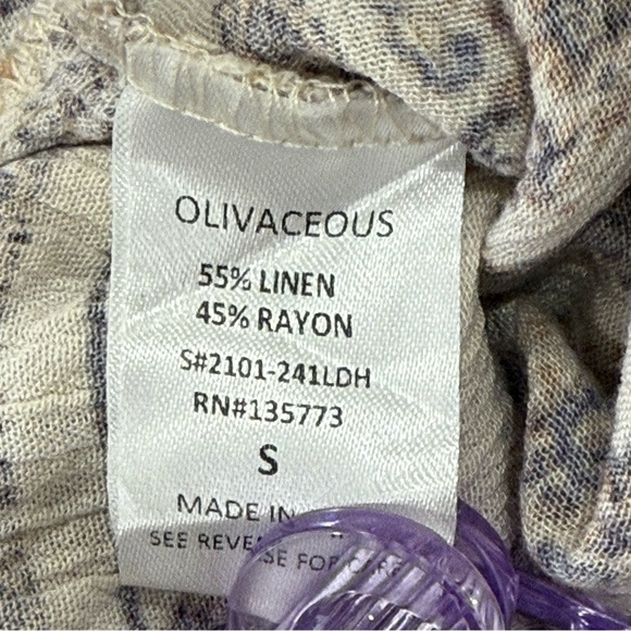 Olivaceous Tunic Dress Button Down Linen Sleeveless Floral Cream Small Boho - Picture 7 of 8